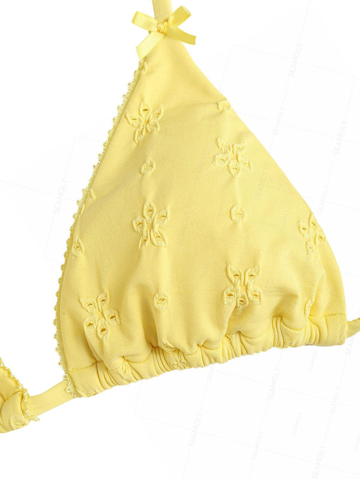 Seamolly Recycled Fabric Eyelet Jacquard Triangle Skirtini Bikini Set