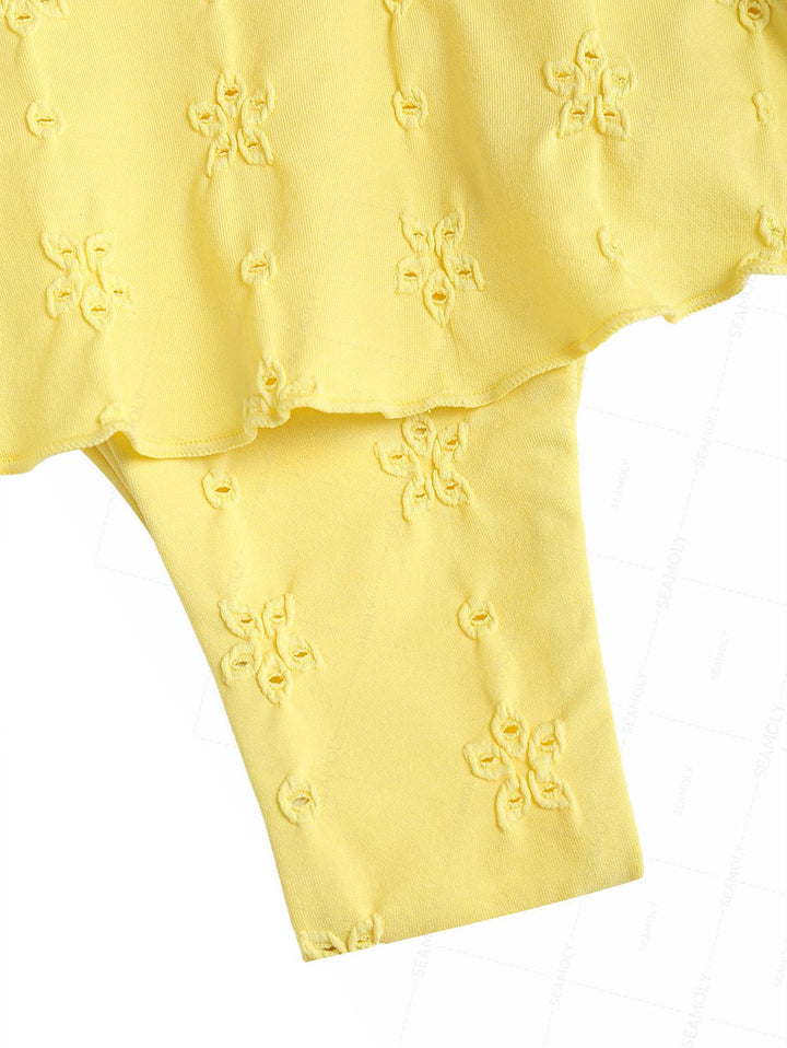 Seamolly Recycled Fabric Eyelet Jacquard Triangle Skirtini Bikini Set
