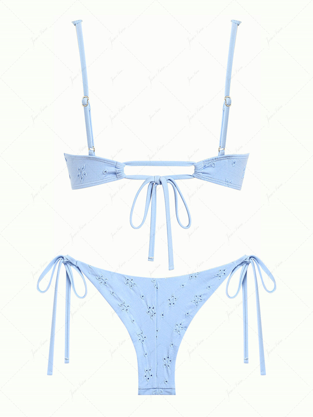 Light Blue Recycled Fabric Jacquard Underwire Top & Cheeky Brazilian Bottom Bikini Set