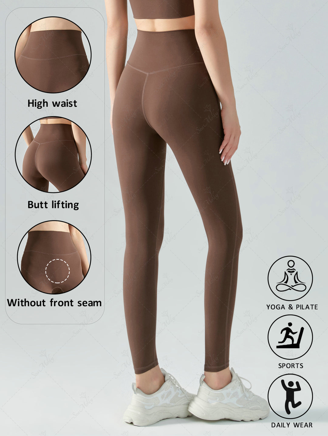 Leggings deportivos de yoga con cintura alta y sin costuras – Seamolly