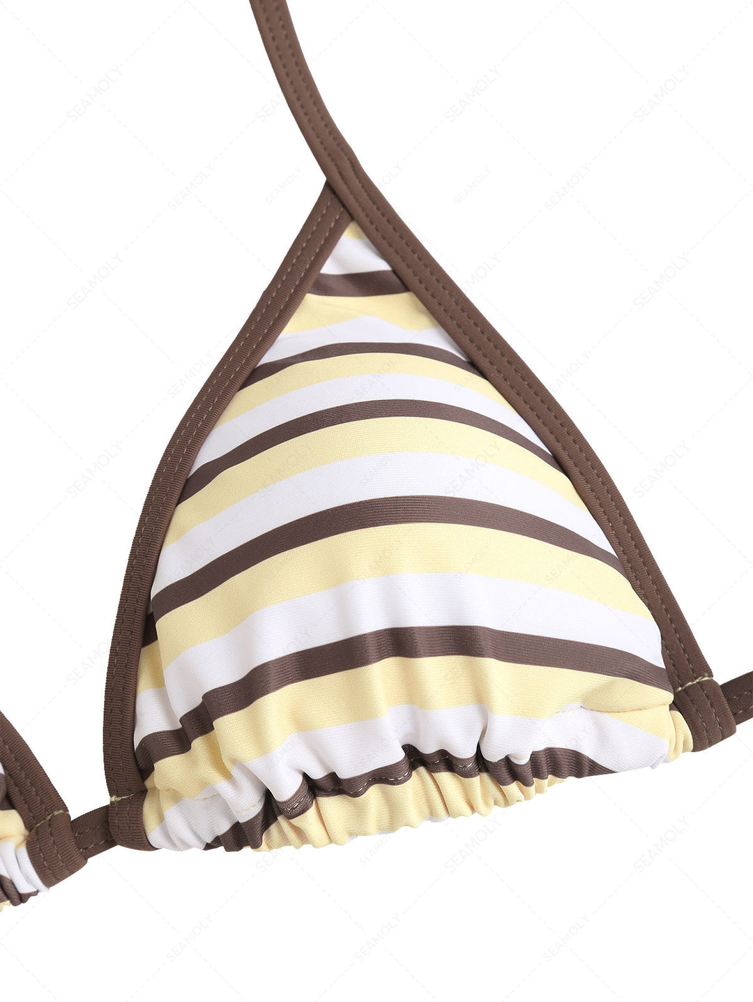 Seamolly Striped Contrast Binding Triangle Cheeky Boyshorts Bikini Set