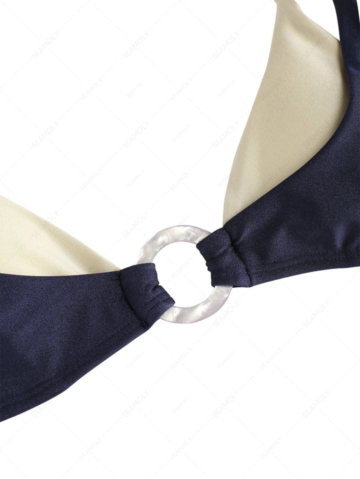 Seamolly Colorblock Two Tone O Ring Double Layer Bikini Set
