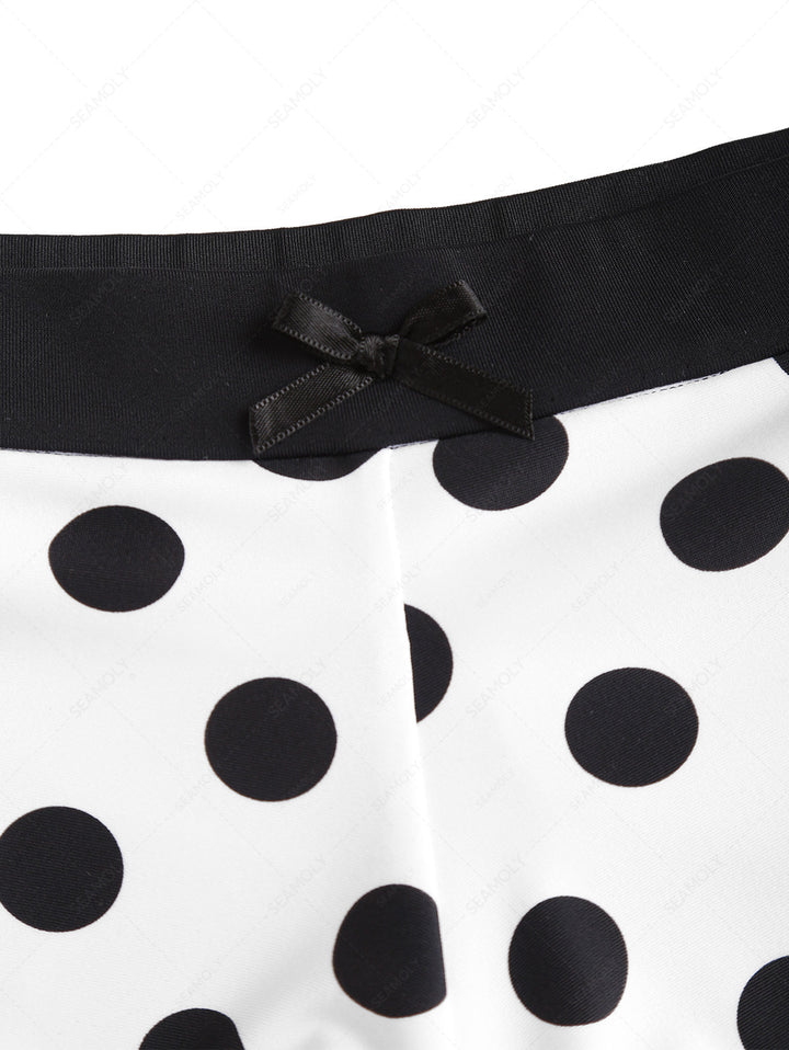 Seamolly Polka Dot Bowknot Bikini Bottom Cheeky Swim Boyshorts