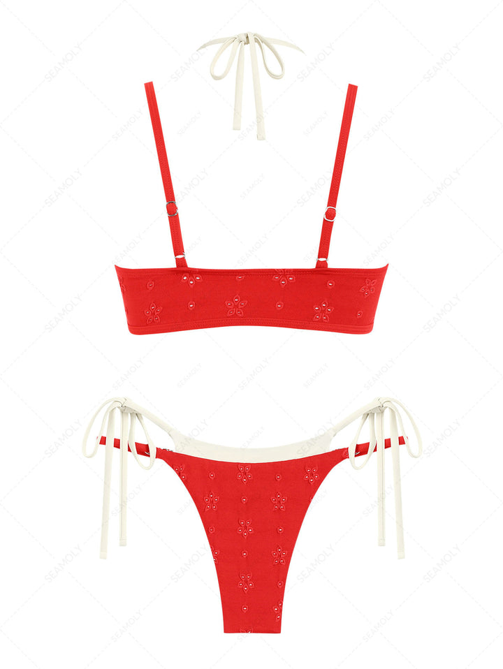 Seamolly Recycled Fabric Jacquard String Double Layer Bikini Set