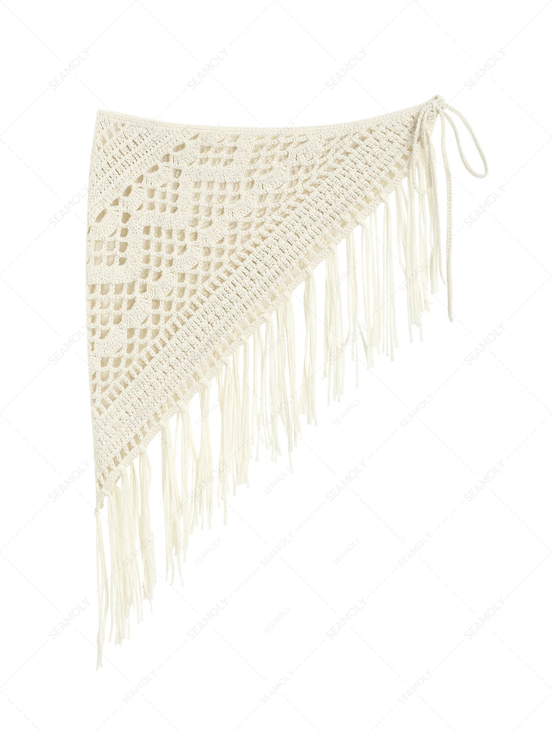 Hollow Out Crochet Fringed Triangle Cover Up Sarong