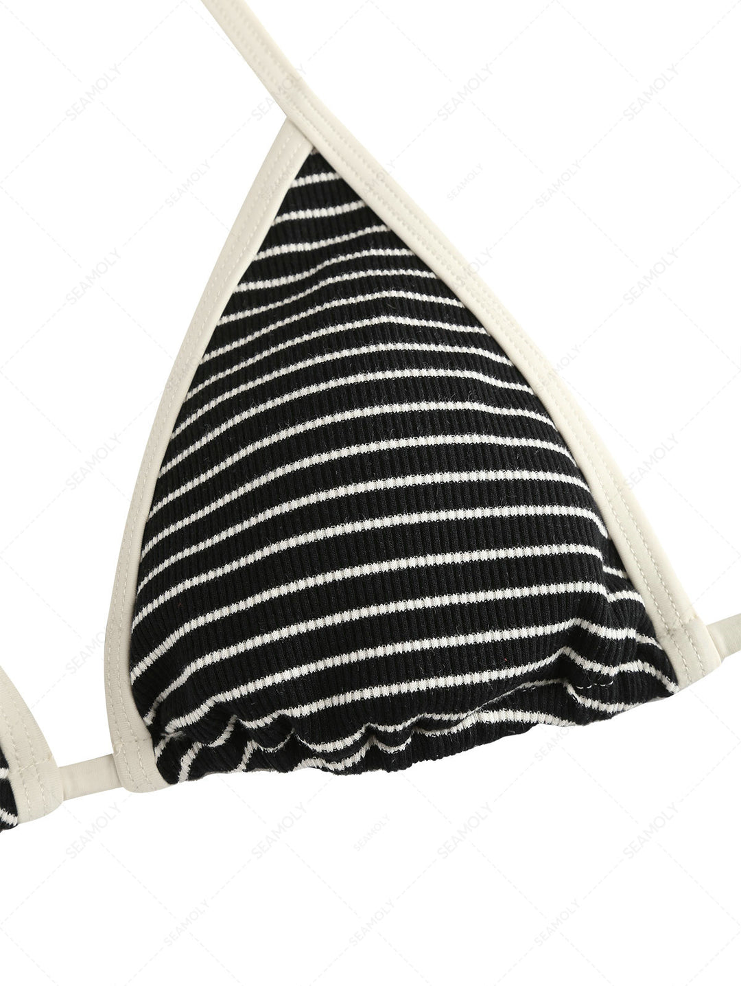 Seamolly Ribbed Striped Contrast Binding Cheeky Boyshorts Bikini Set