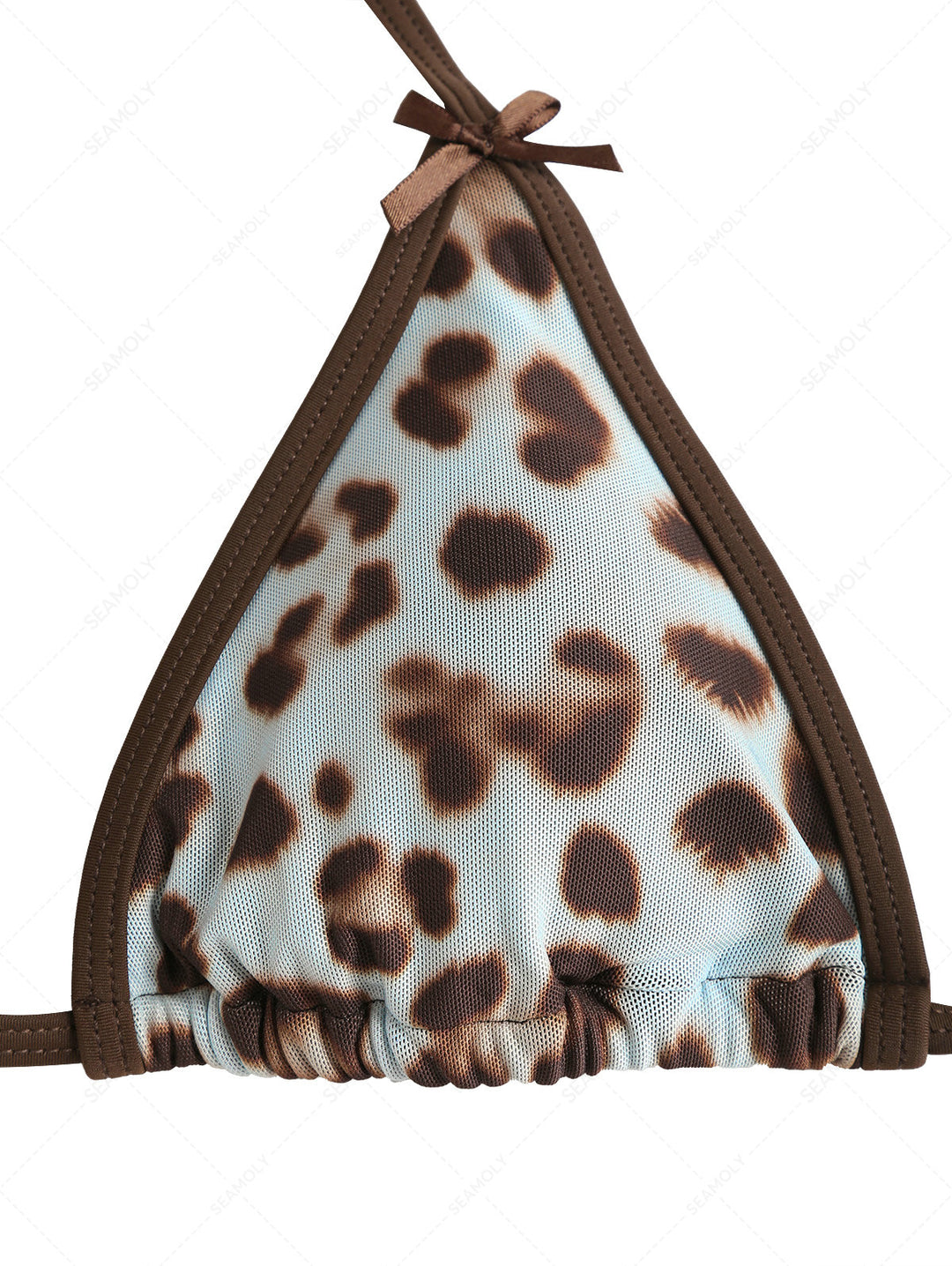 Seamolly 3 Piece Leopard Print Bowknot Contrast Binding Cheeky Boyshort Bikini Set