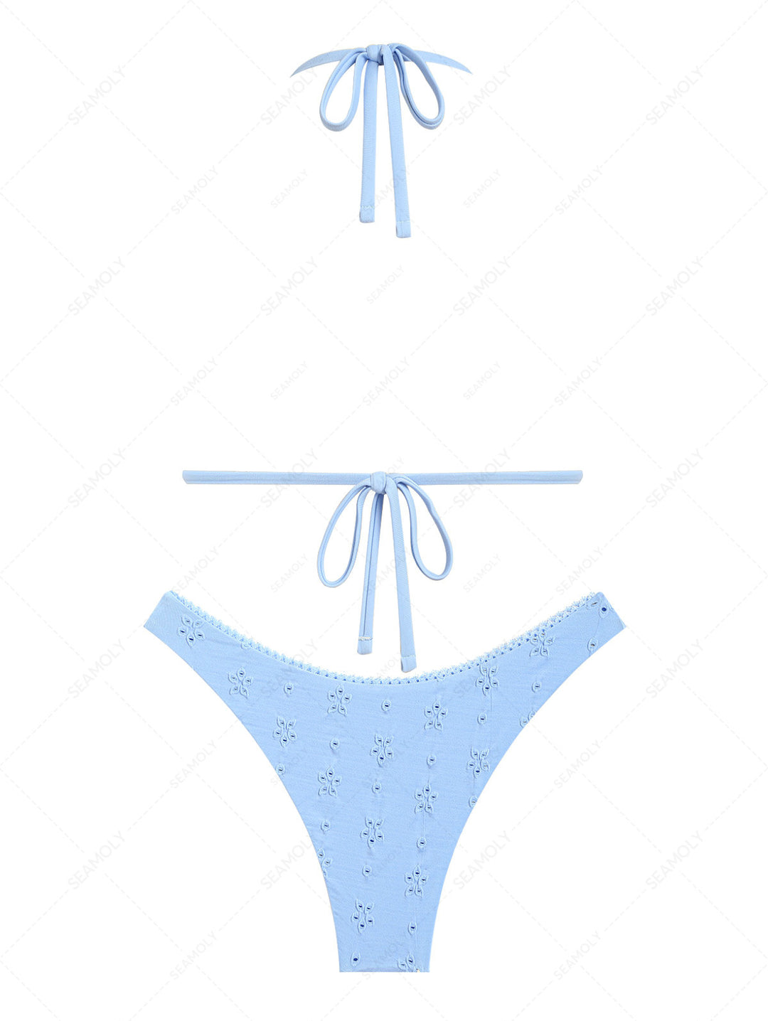 Seamolly Recycled Fabric Jacquard Lace Bowknot Cheeky Bikini Set