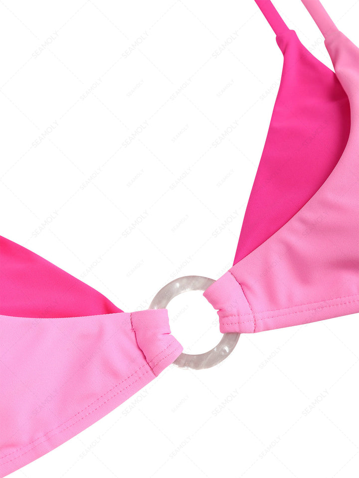 Seamolly Colorblock Two Tone O Ring Double Layer Bikini Set