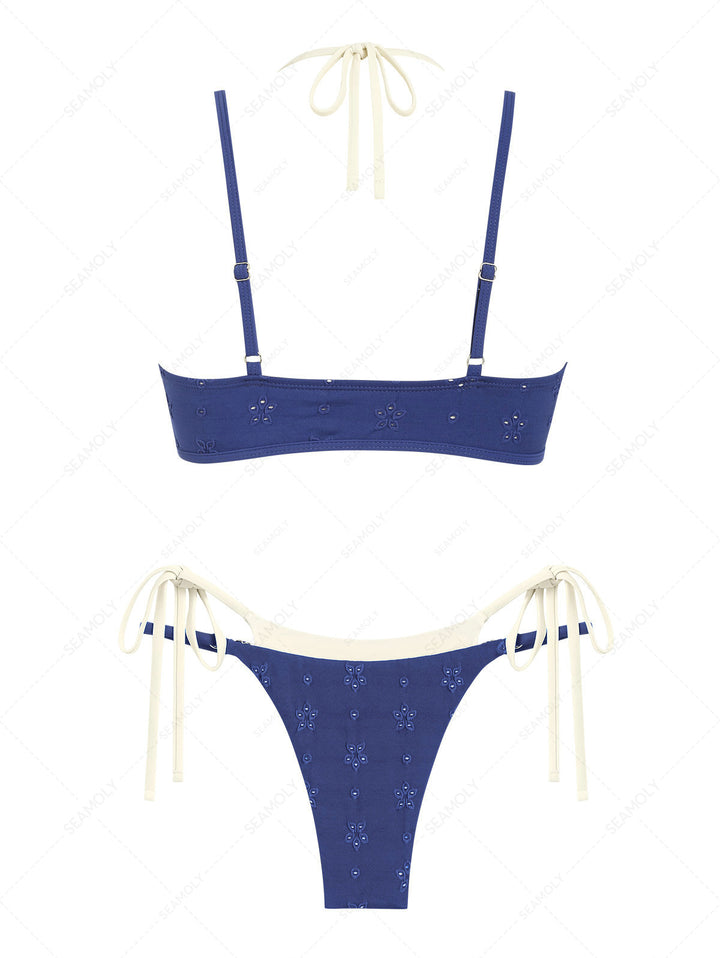 Seamolly Recycled Fabric Jacquard String Double Layer Bikini Set
