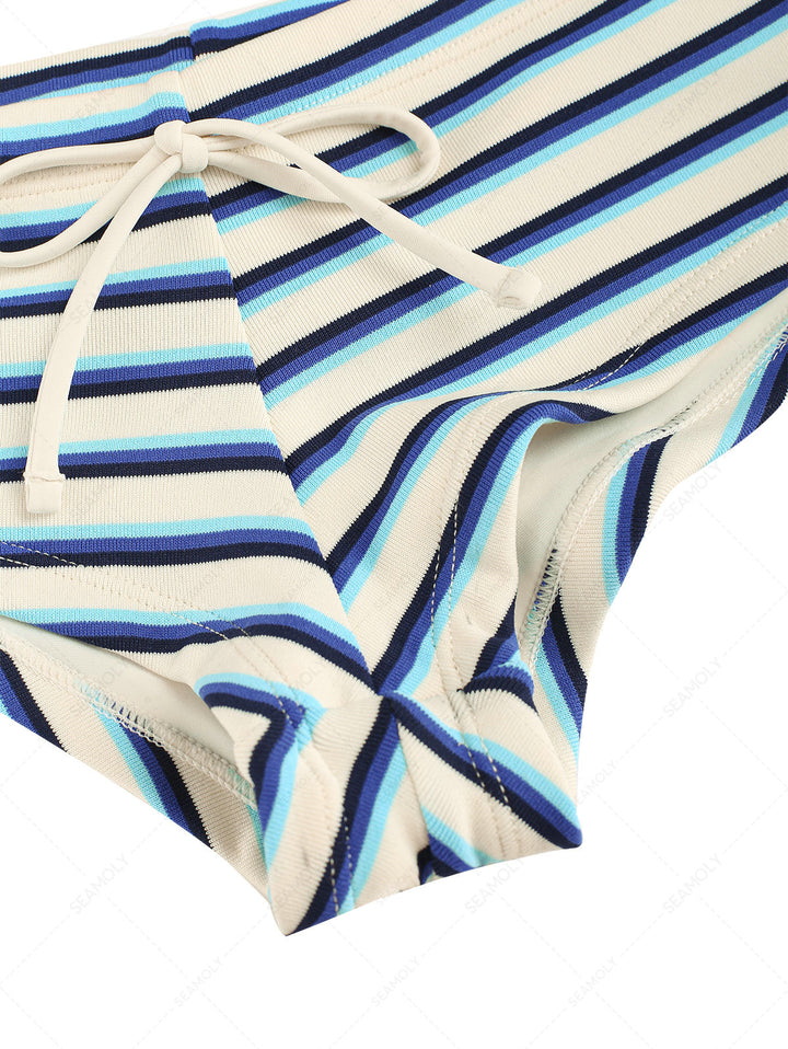 Seamolly Striped Low Rise Bikini Bottom Cheeky Swim Boyshorts