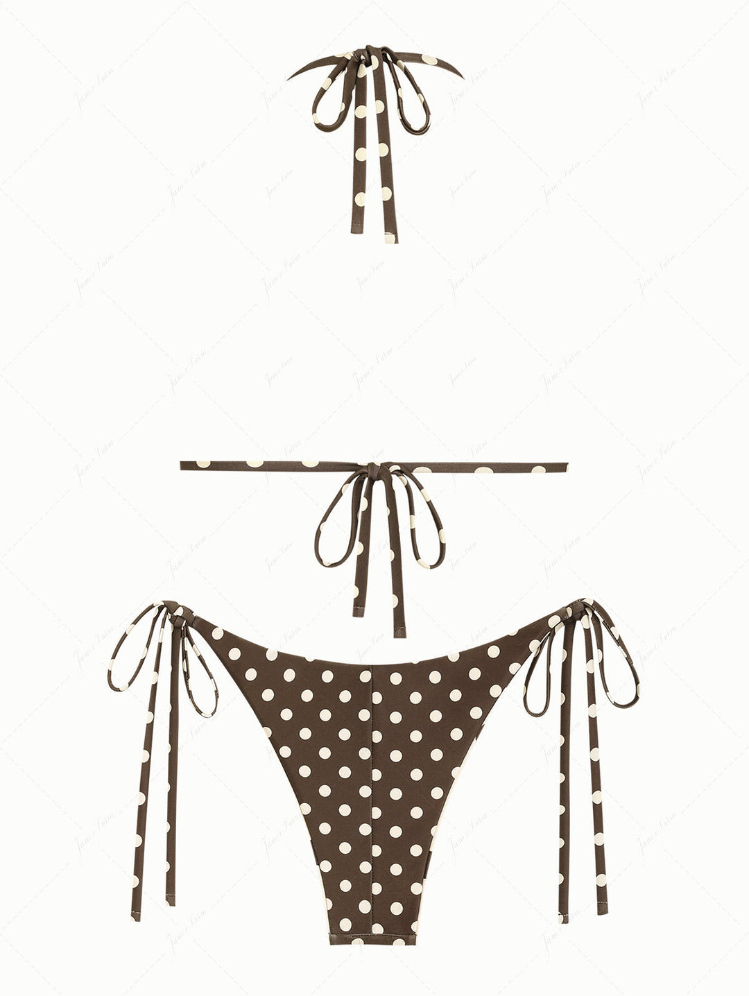Apricot Polka Dot Halter Triangle Top & Cheeky Brazilian Bottom Reversible Bikini Set