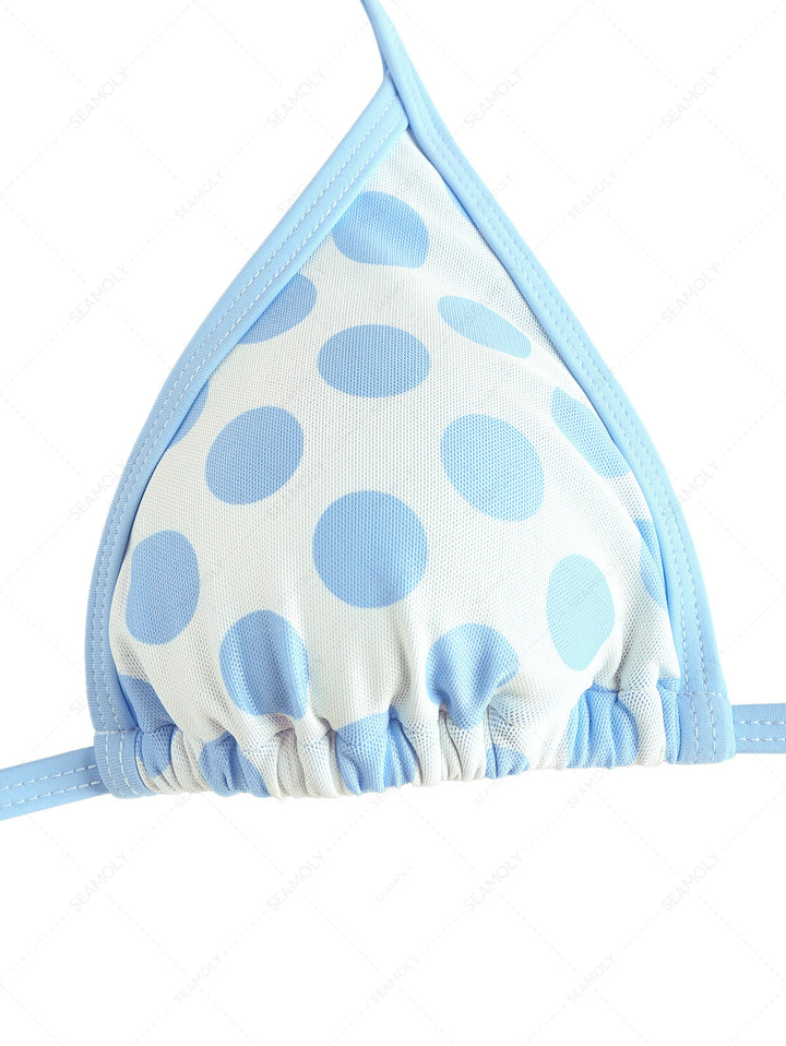 Seamolly Polka Dot Contrast Binding Cutout Tied Cheeky Boyshorts Bikini Set