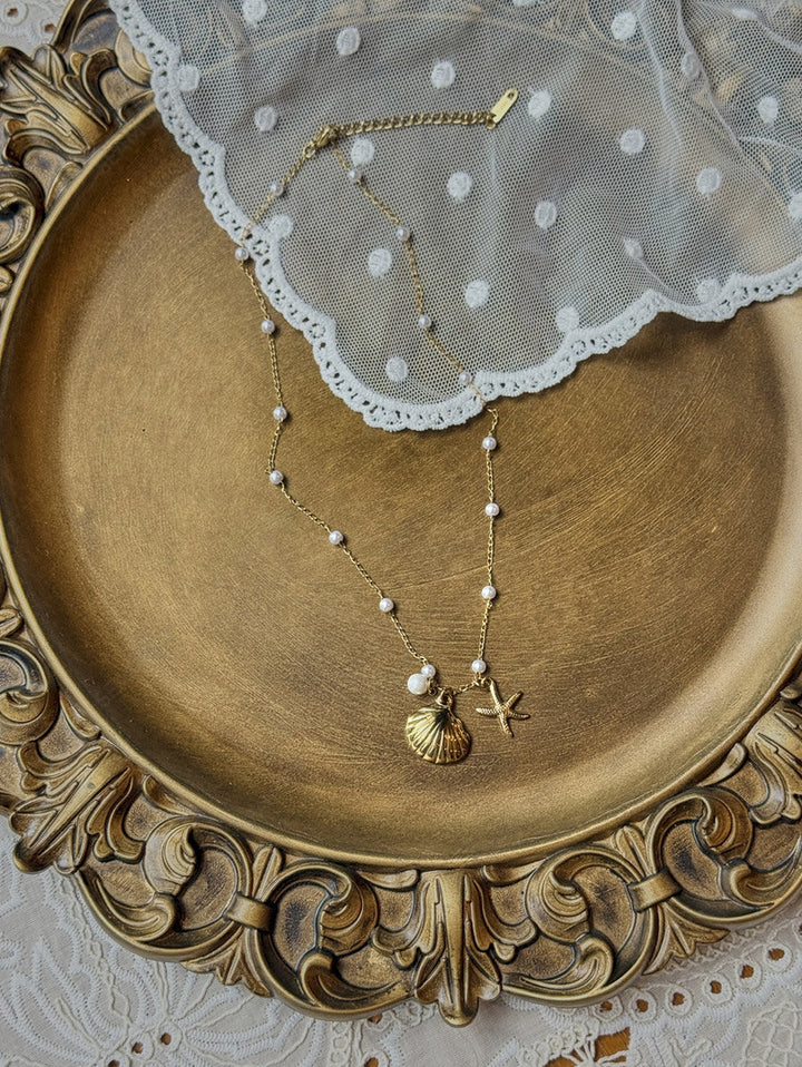 Stainless Steel Faux Pearls Pendant Jewelry