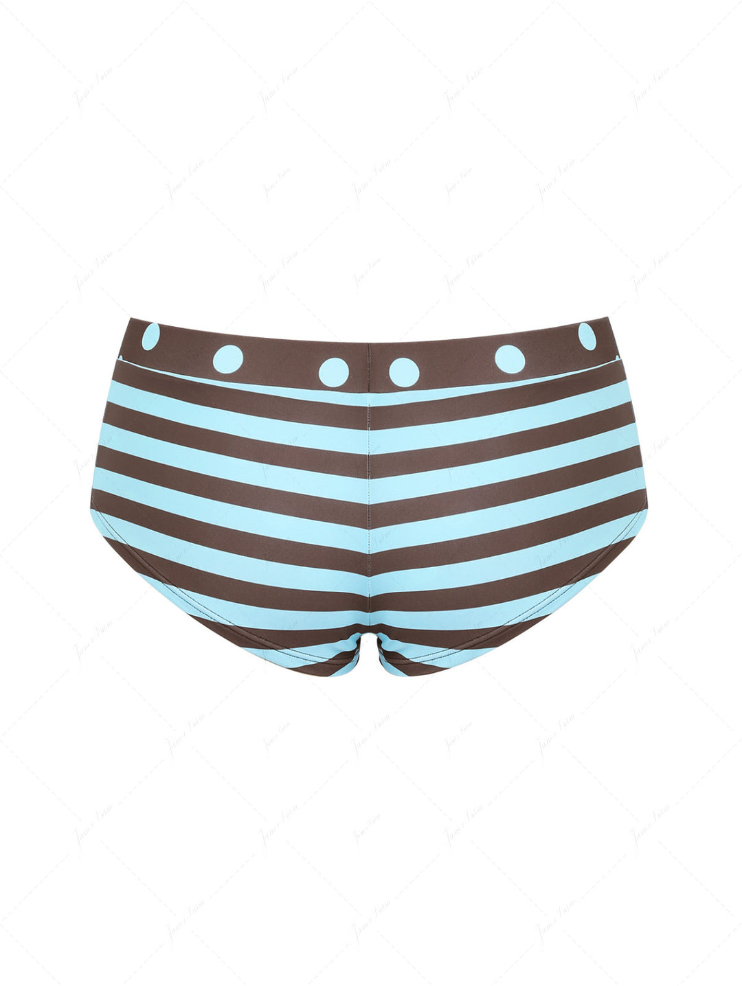 Coffee Striped Polka Dot Print Bikini Bottom Cheeky Swim Boyshorts