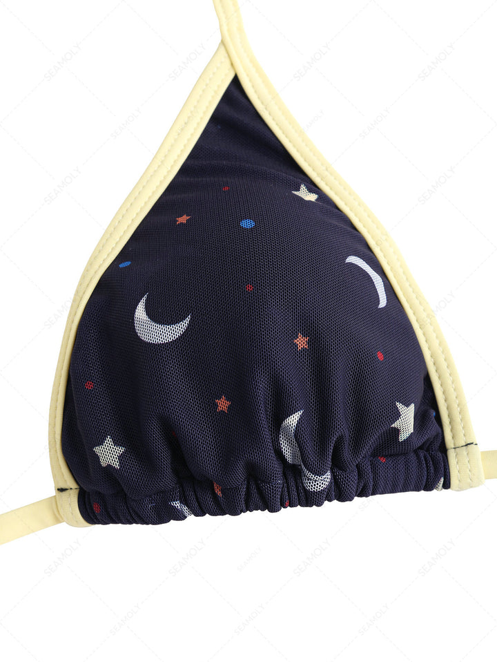 Seamolly Stars Moon Print Cutout Tied Cheeky Boyshorts Bikini Set