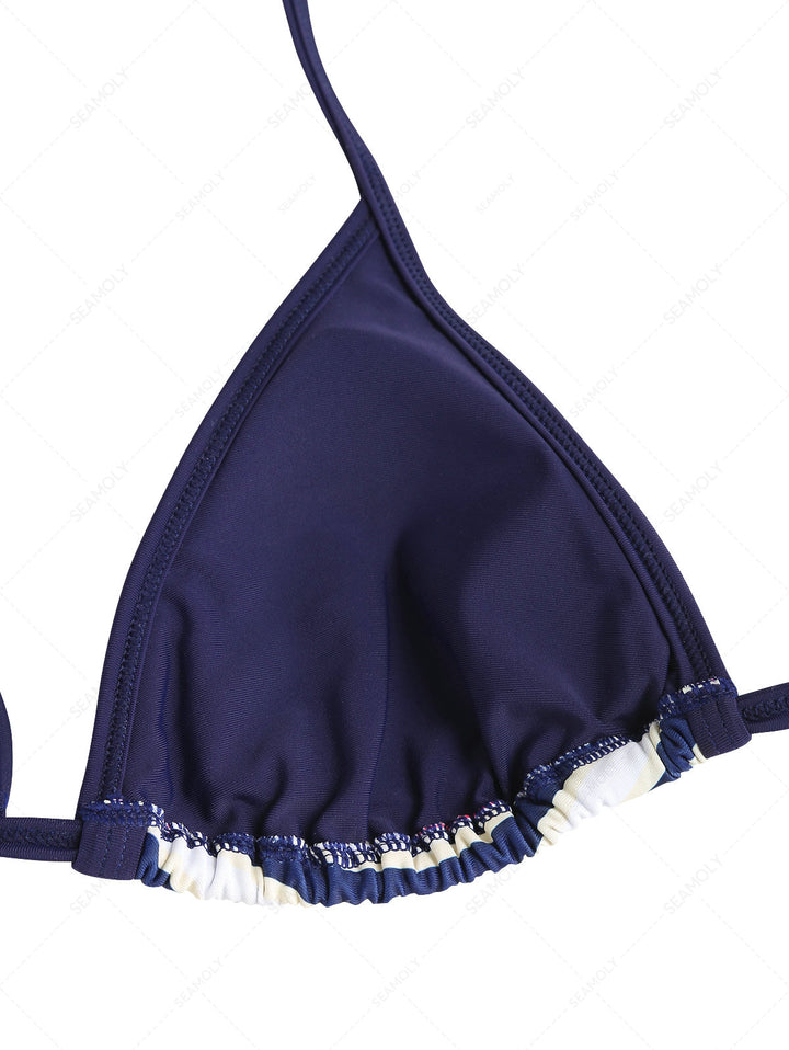 Seamolly Striped Contrast Binding Cheeky Boyshorts Bikini Set