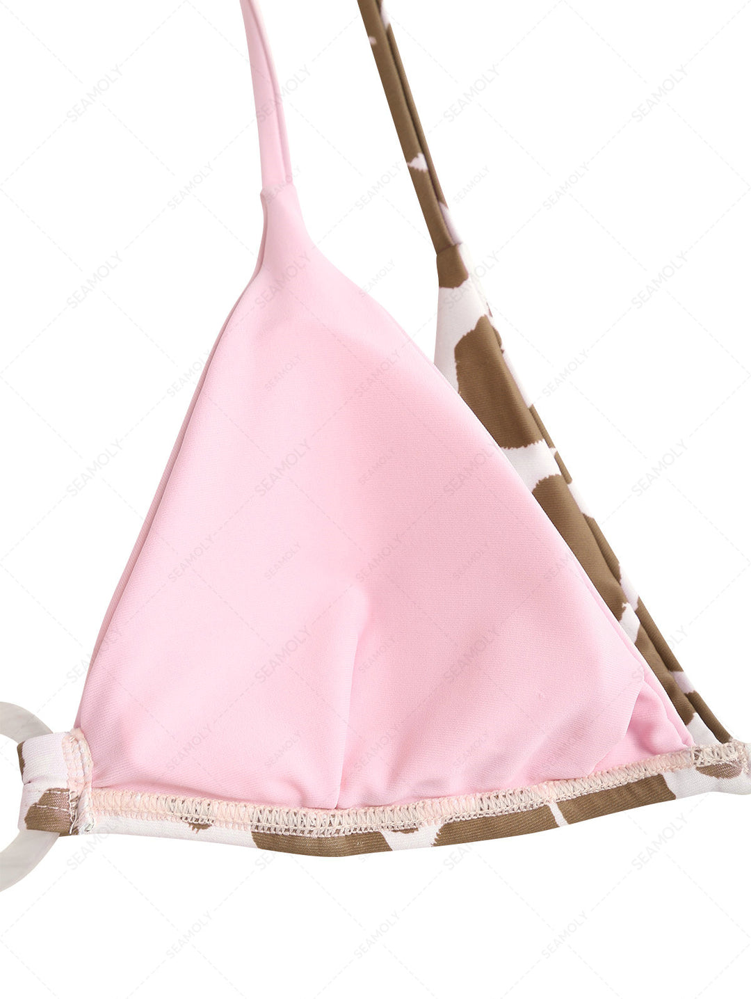 Seamolly Contrast Color Cow Print O Ring Double Layer Bikini Set