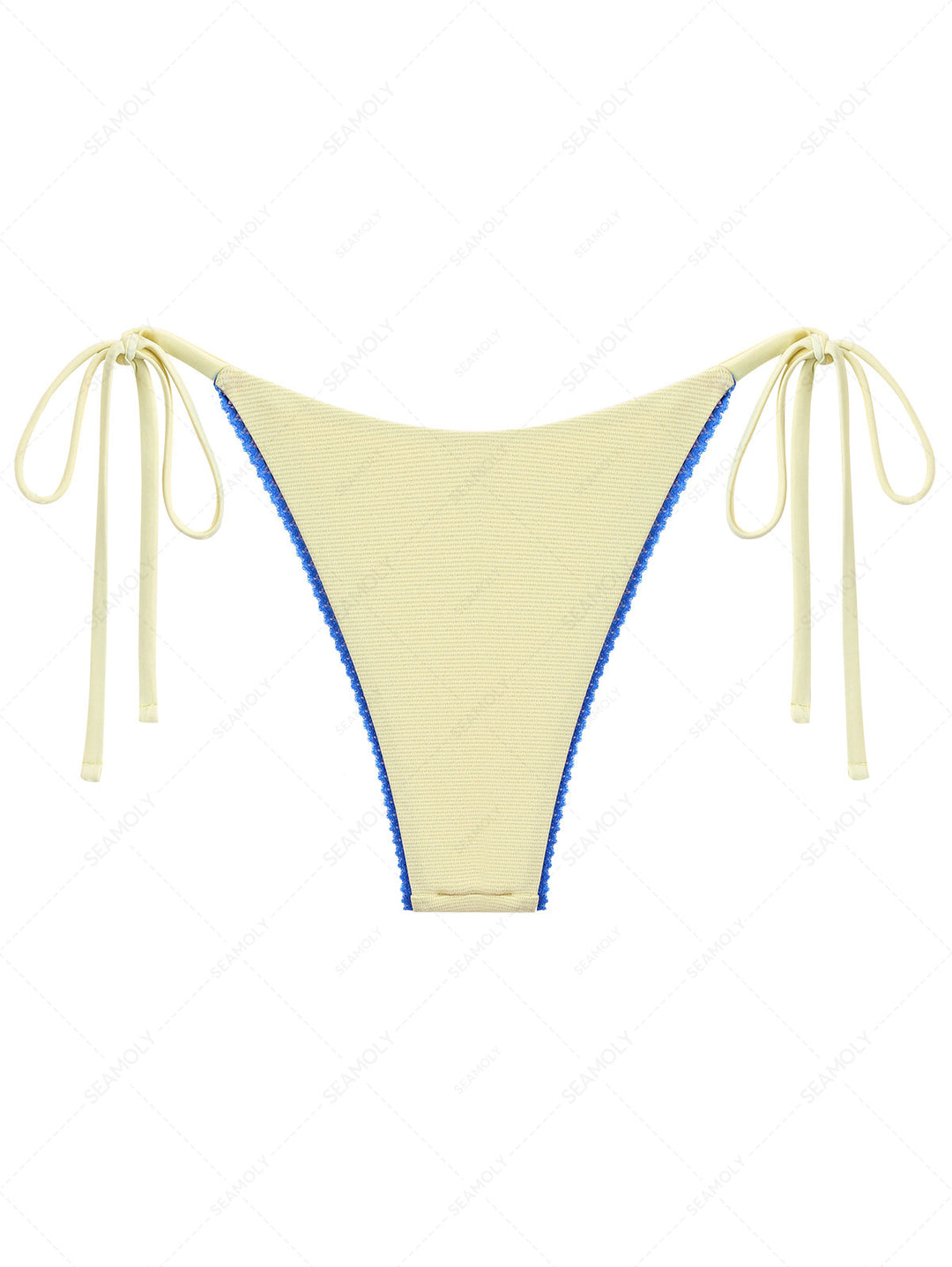 Yellow Glitter Sparkly Lace Bowknot Tie Side Cheeky Bikini Bottom