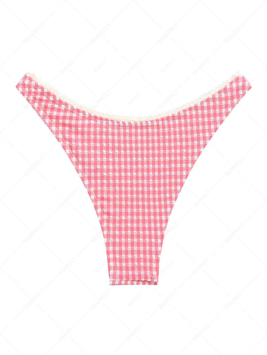 Red Bubble Grid Lace Bowknot Cheeky Bikini Bottom