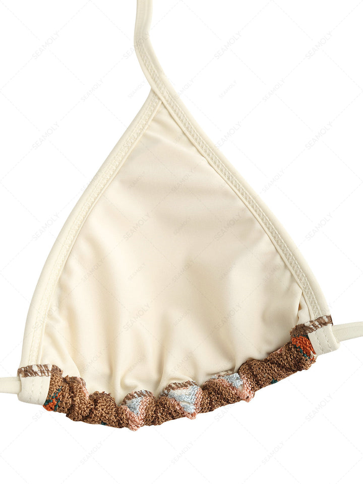 Seamolly Crochet Chevron Contrast Binding Cheeky Boyshorts Bikini Set