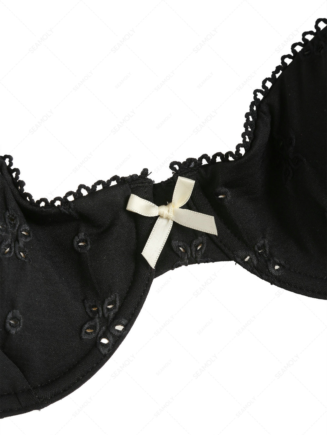 Seamolly Recycled Fabric Eyelet Jacquard Picot Bowknot Underwire Bikini Set