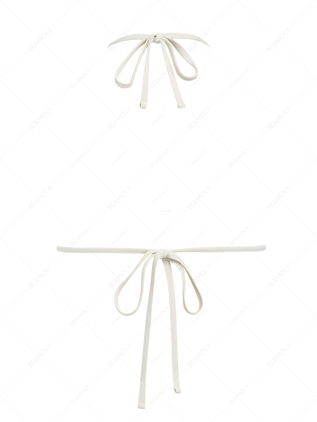 White Textured Fabric Bowknot Triangle Bikini Top