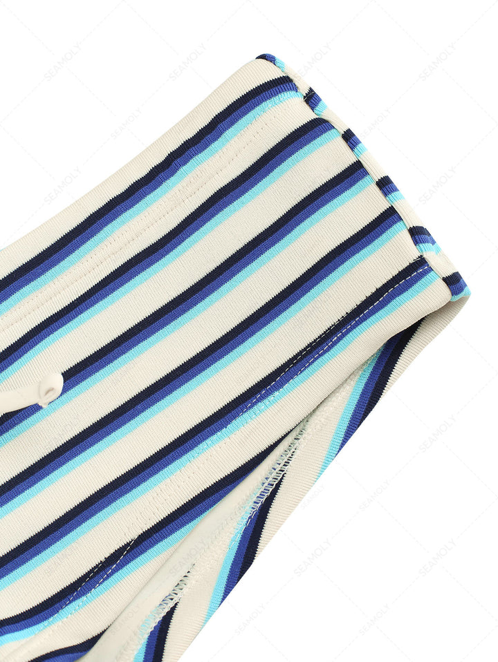 Seamolly Striped Low Rise Bikini Bottom Cheeky Swim Boyshorts