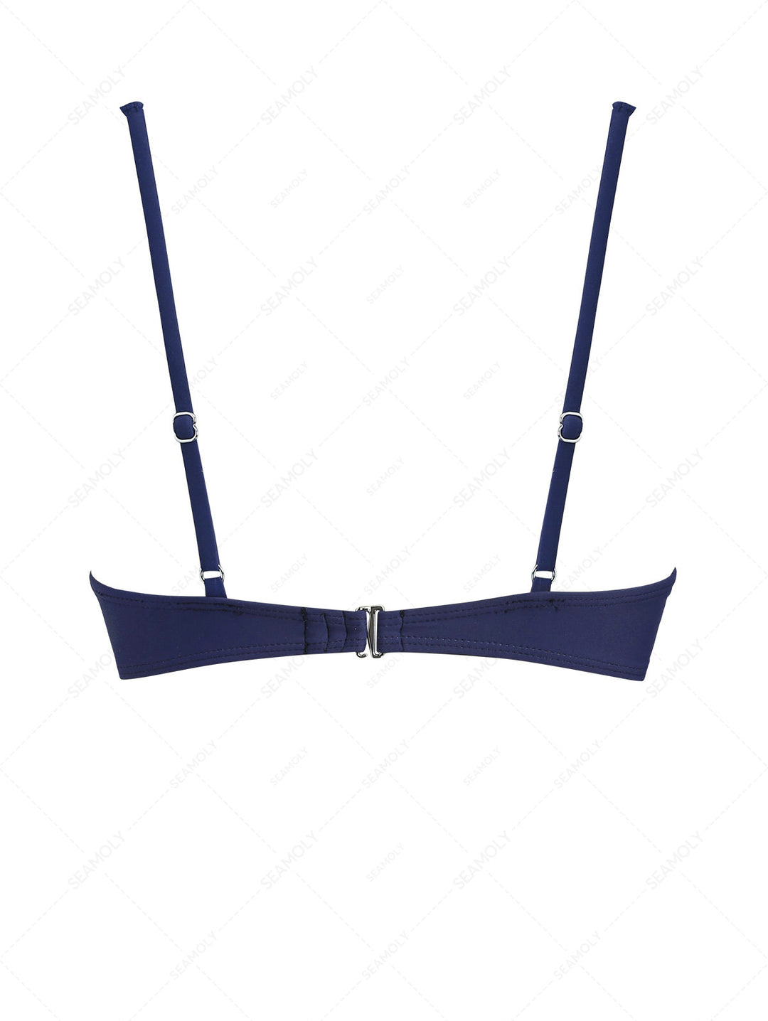 Deep Blue Contrast Lace Bowknot Underwire Bikini Top