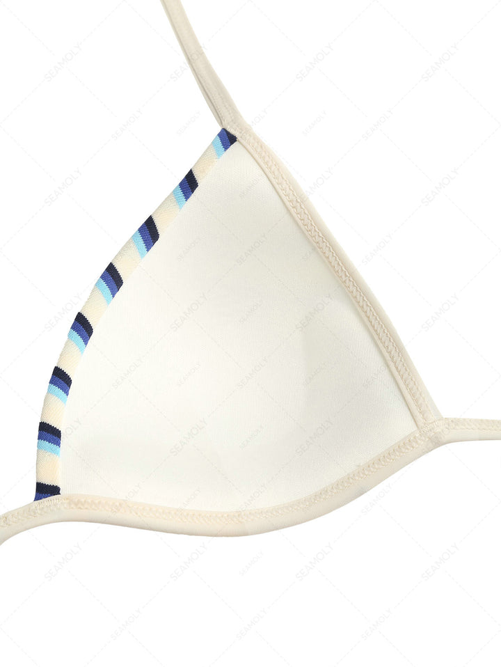 Seamolly Striped Triangle Push Up Top & Cheeky Brazilian Bottom Bikini Set