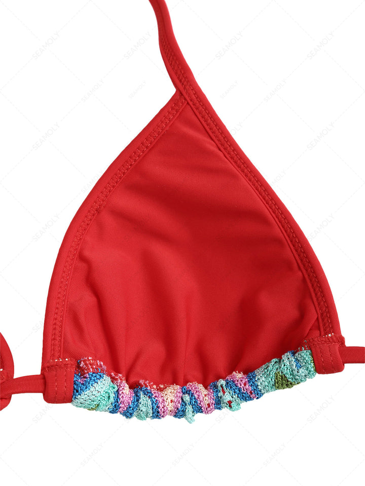 Seamolly Crochet Chevron Contrast Binding Cheeky Boyshorts Bikini Set