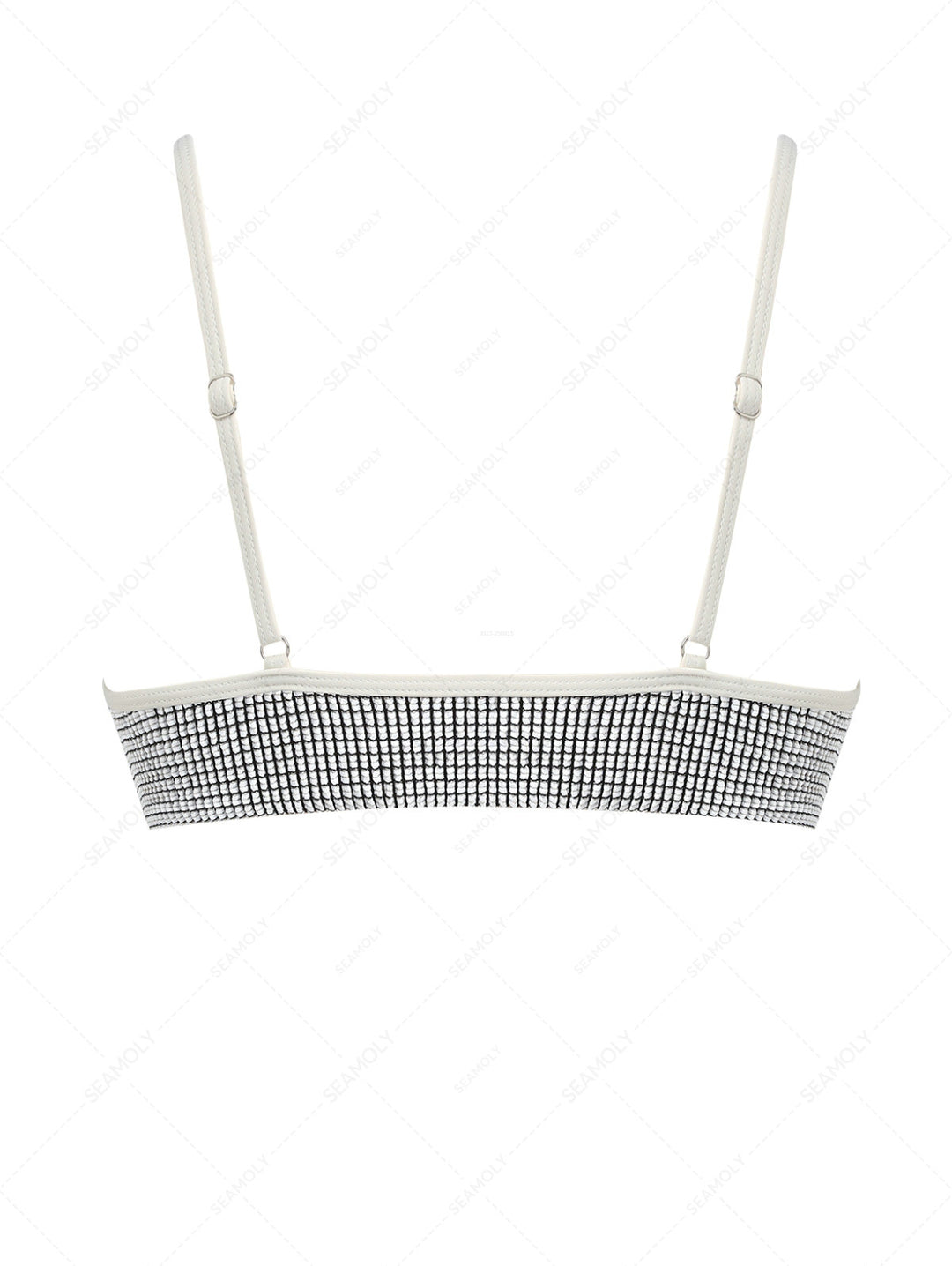 White Textured Fabric O Ring Bikini Top