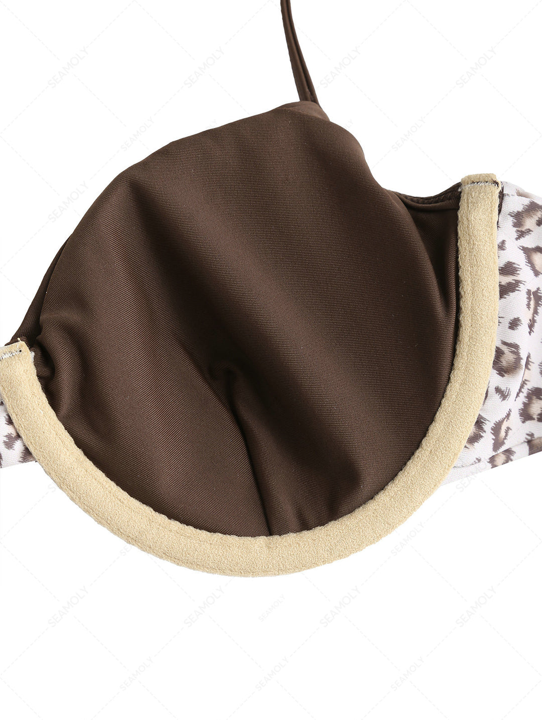 Seamolly 3 Piece Leopard Print Underwire Brazilian Cheeky Boyshort Bikini Set