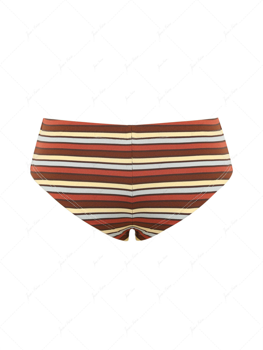Yellow Knit Striped Bowknot Bikini Bottom Cheeky Swim Boyshorts