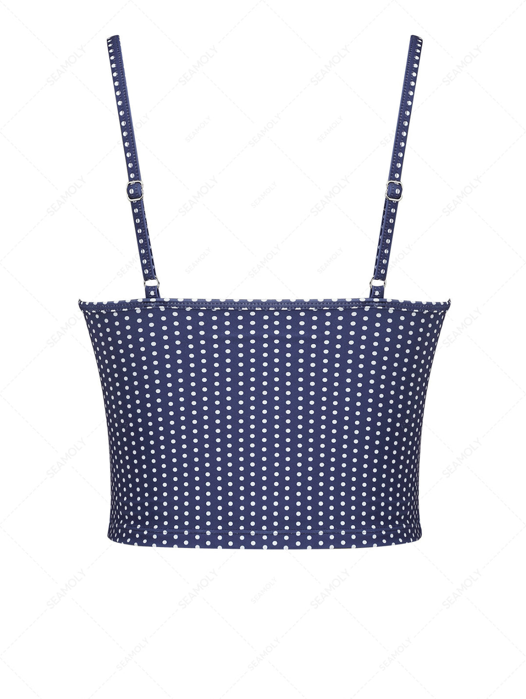 Deep Blue Polka Dot Lace Bowknot Tankini Top