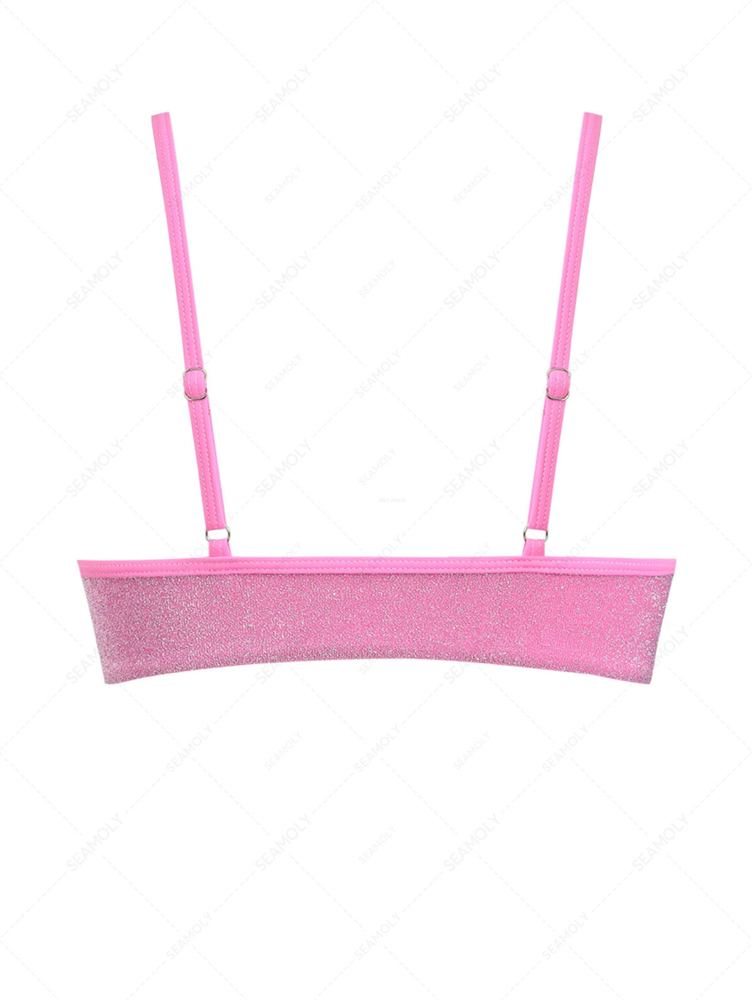 Light Pink Lurex Sparkly O Ring Bikini Top