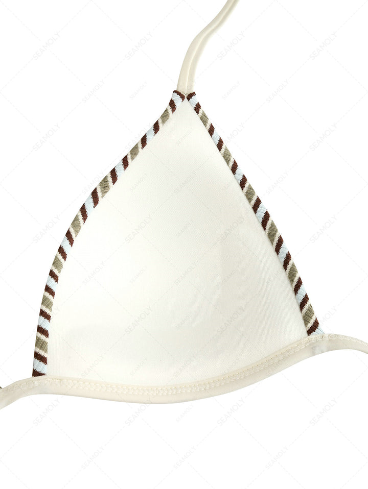 Seamolly Y2K Striped Triangle Push Up Top & Cheeky Boyshorts Bikini Set