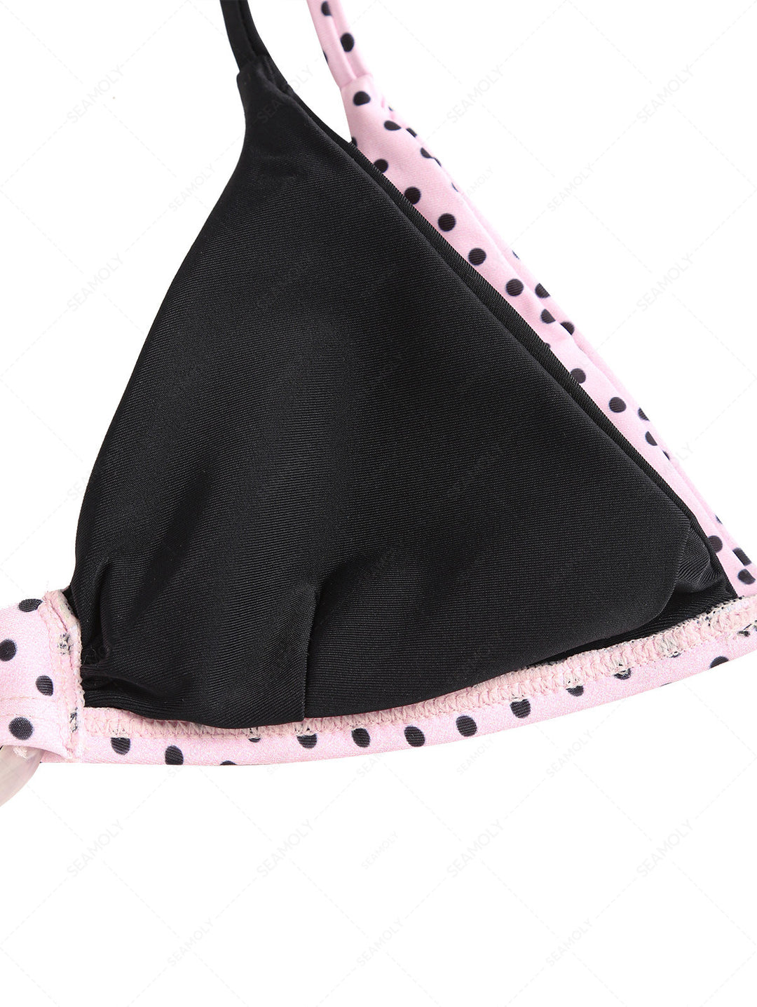 Seamolly 3 Piece Polka Dot Print O Ring Double Layer Cheeky Boyshort Bikini Set