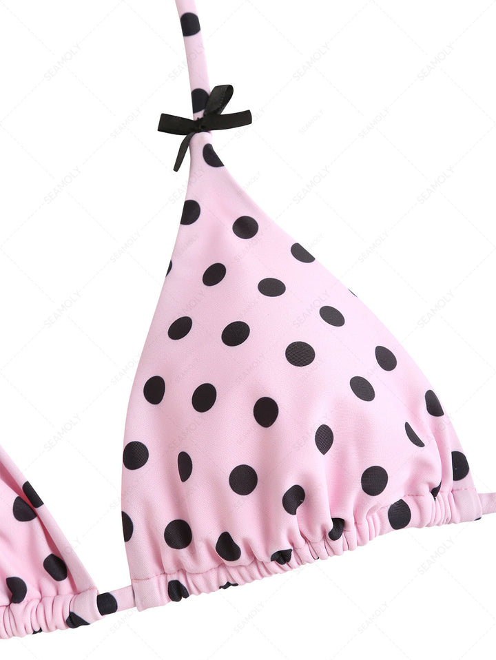 Seamolly Polka Dot Triangle Top & Double Layer Cheeky Boyshorts Bikini Set