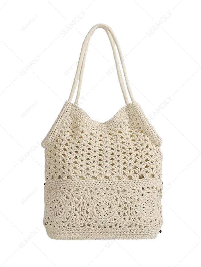 Crochet Hollow Out Beading Tassel Design Shoulder Handbag