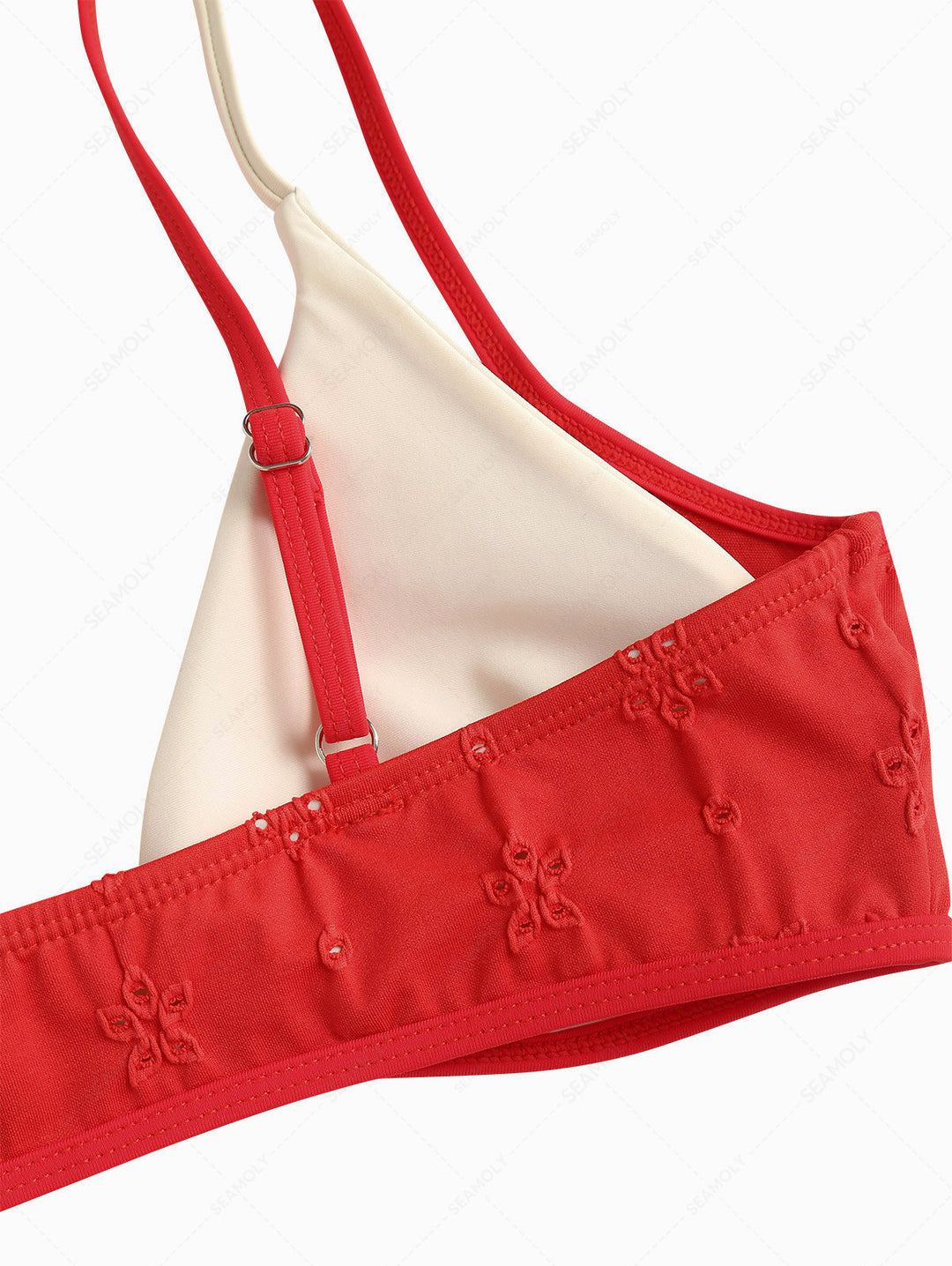 Seamolly 3 Piece Recycled Fabric Jacquard String Double Layer Cheeky Boyshort Bikini Set