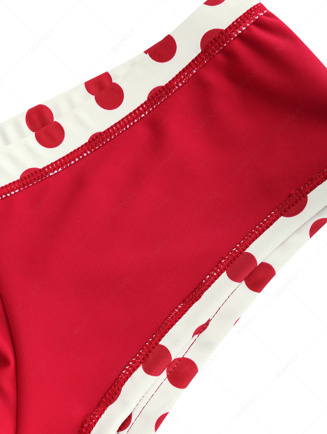 Seamolly 3 Piece Polka Dot Print String Double Layer Cheeky Boyshort Bikini Set