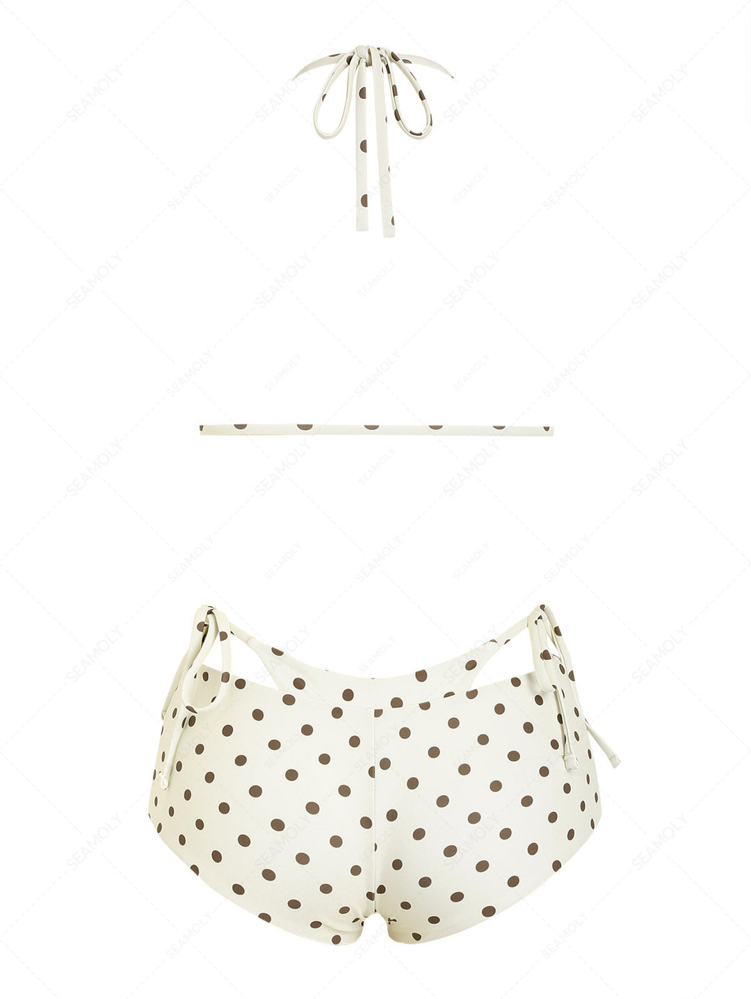 Seamolly Polka Dot Triangle Top & Double Layer Cheeky Boyshorts Reversible Bikini Set