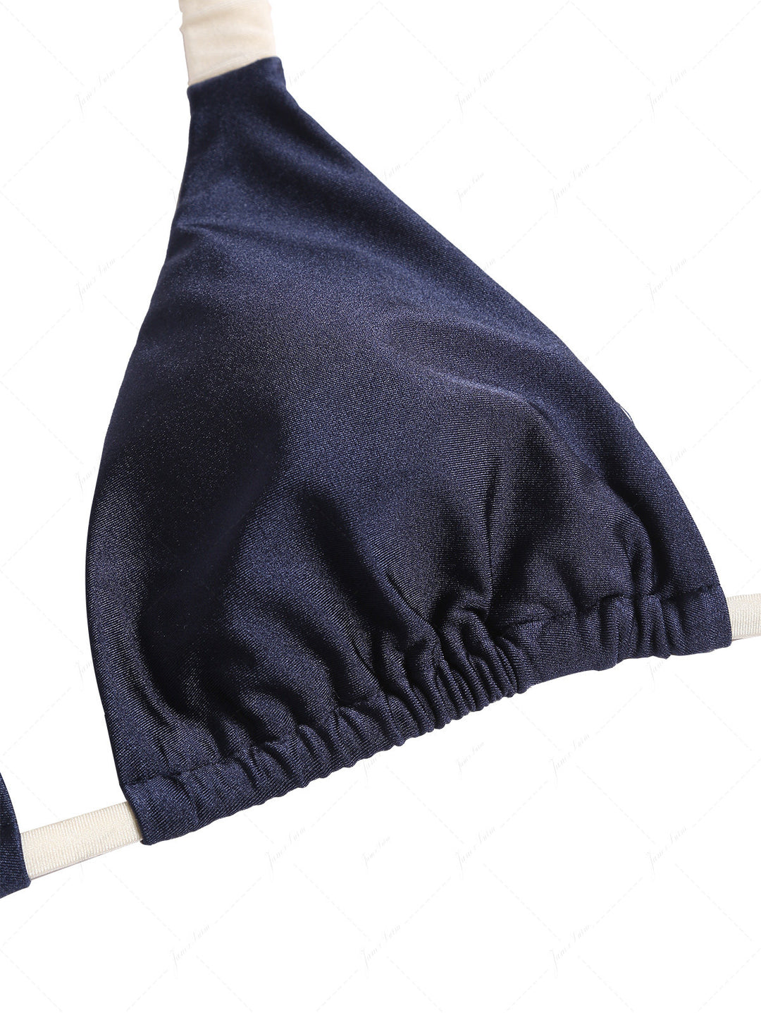 Navy Blue Contrast Color Triangle Bikini Top