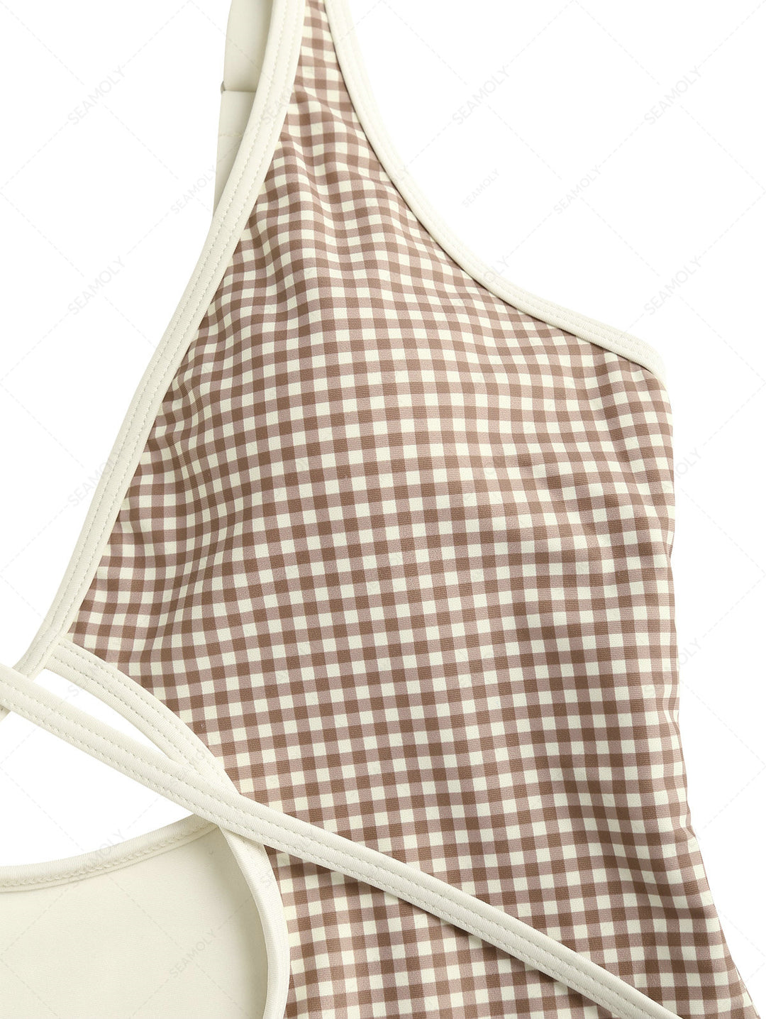 Seamolly Gingham Tie Around Deep V Neck One-piece Swimsuit