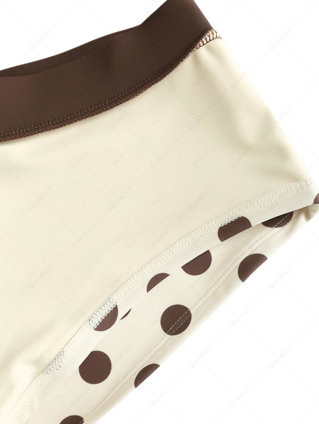 Seamolly Polka Dot Beading Contrast Binding Cheeky Boyshorts Bikini Set