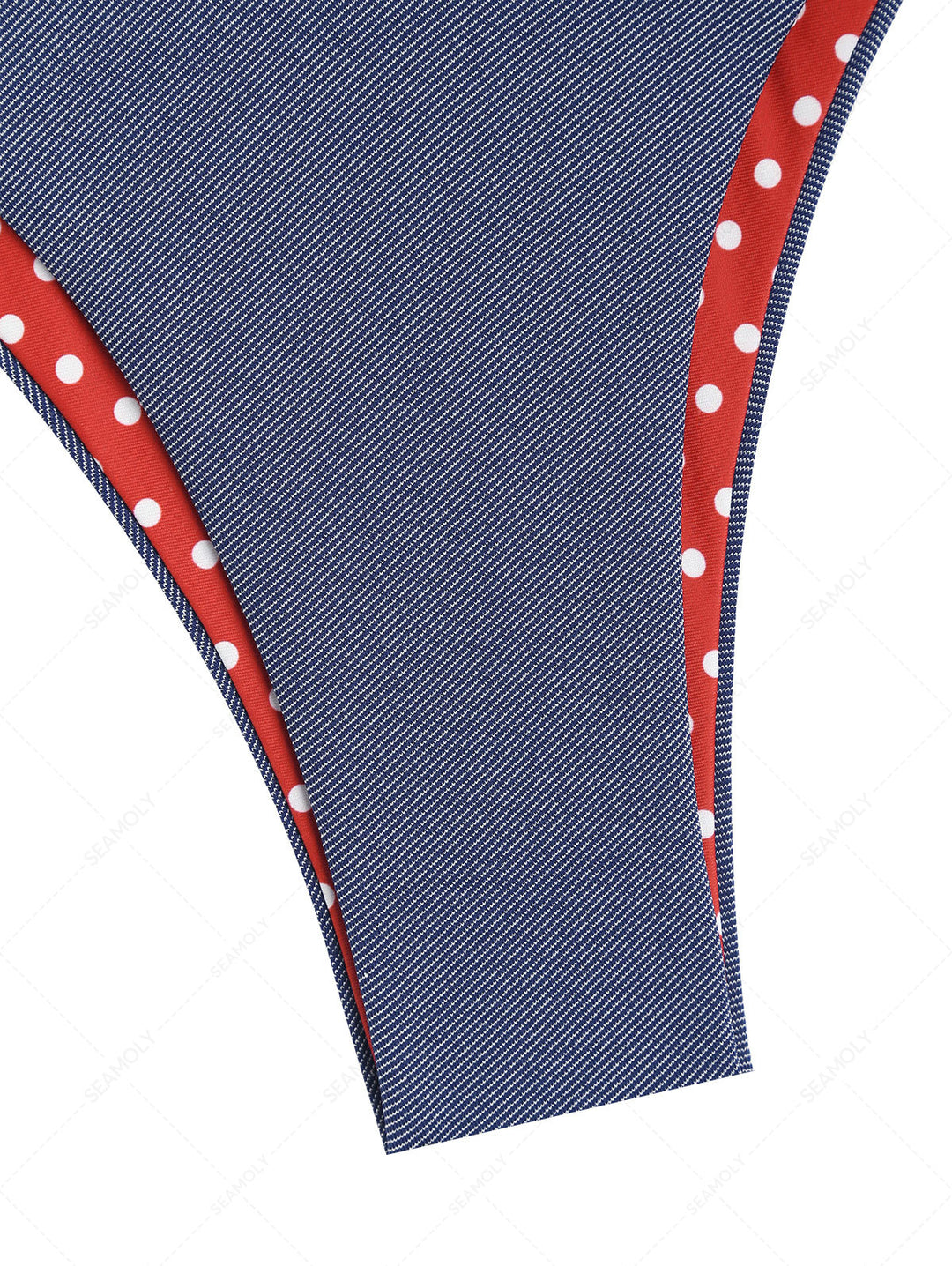 Seamolly Denim Polka Dot Print O Ring Double Layer Bikini Set