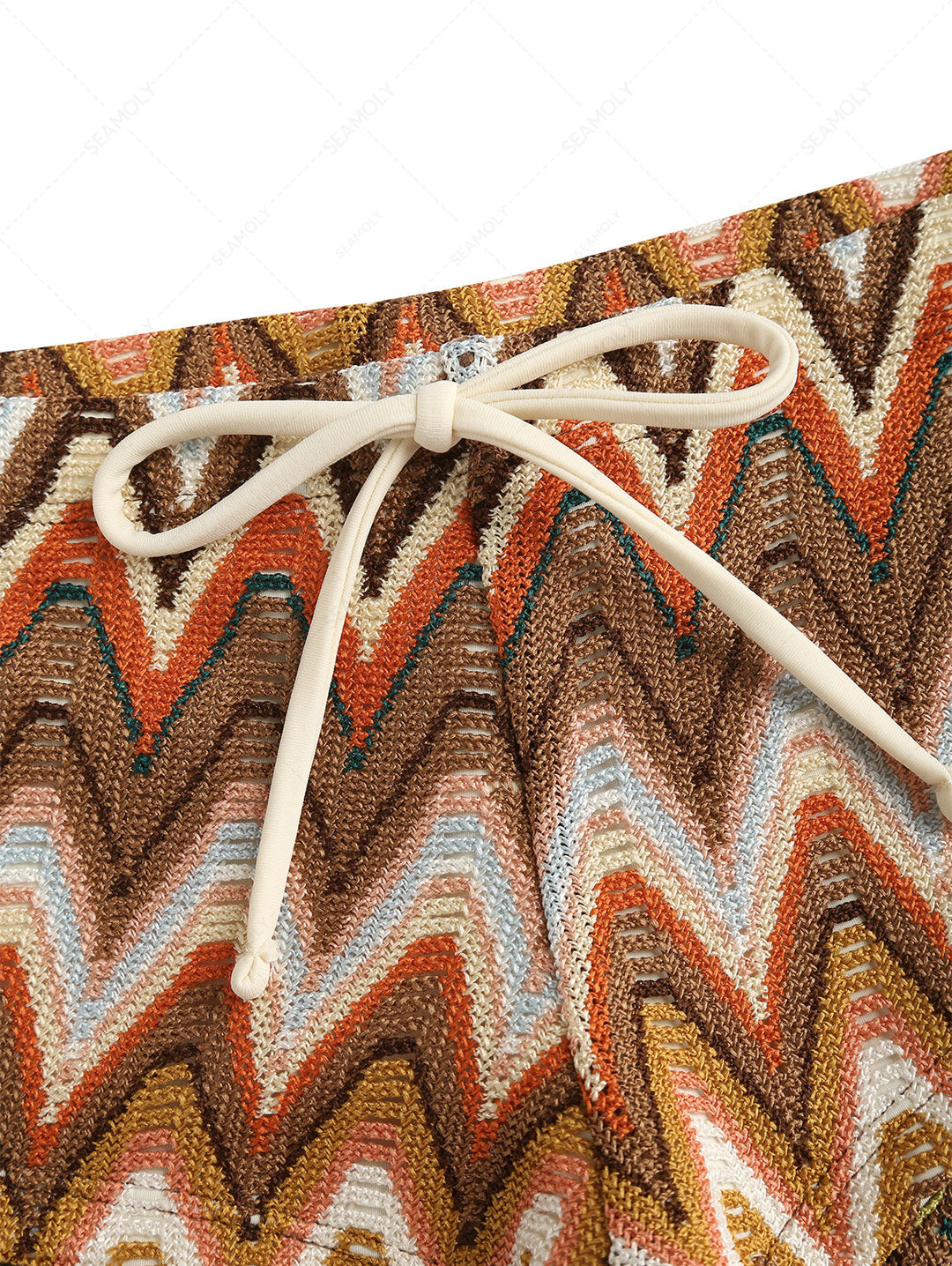 Seamolly Crochet Chevron Contrast Binding Cheeky Boyshorts Bikini Set