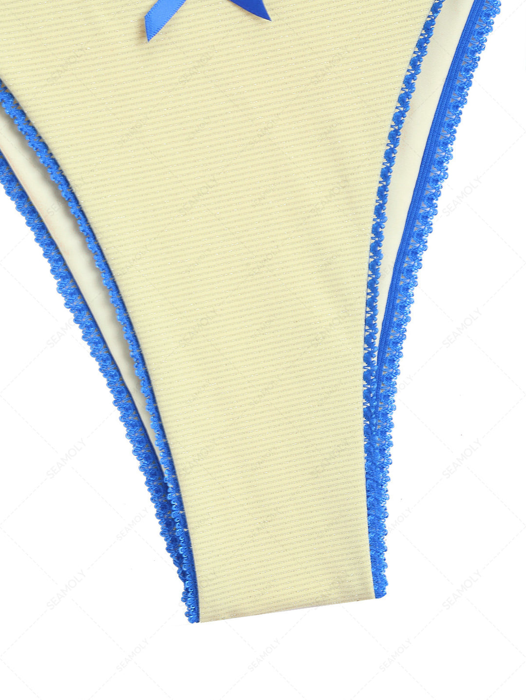 Yellow Glitter Sparkly Lace Bowknot Tie Side Cheeky Bikini Bottom