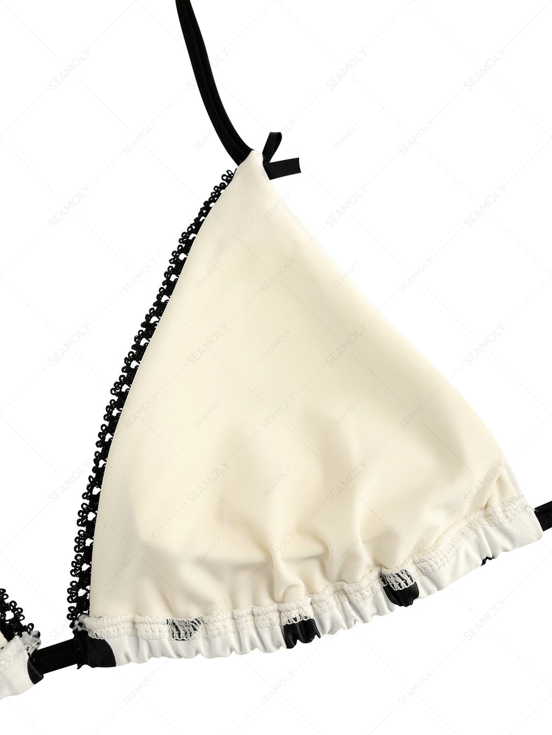 Seamolly 3 Piece Polka Dot Picot Trim Triangle Brazilian Cheeky Boyshort Bikini Set